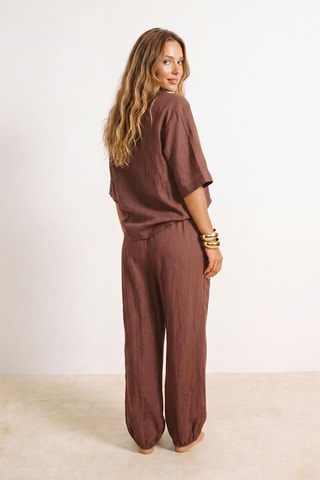 Camisa oversize de praia - Castanho