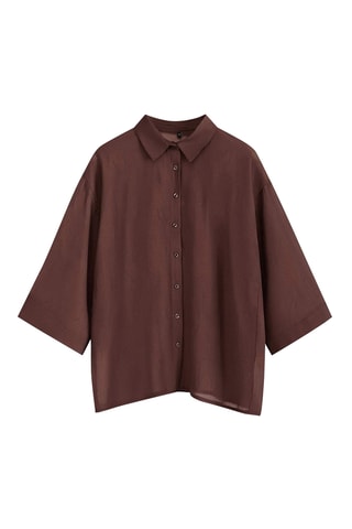 Camisa oversize de praia - Castanho