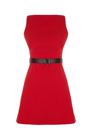 Vestido trapézio - Preto - Vermelho
