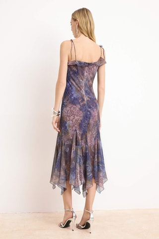 Vestido midi - Violeta e multicor