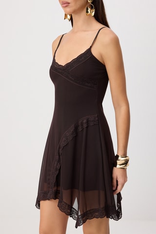 Vestido estilo patinadora - Castanho