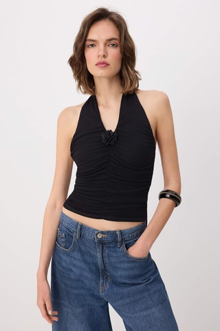 Top drapeado - Preto