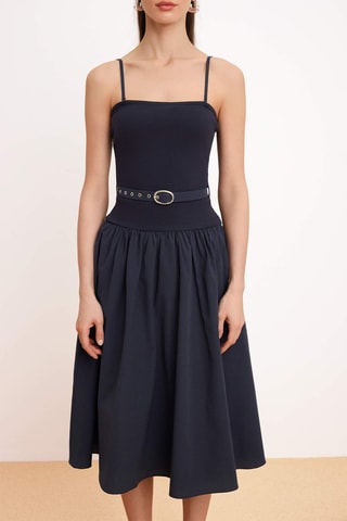 Vestido estilo patinadora - Cru - Azul-marinho