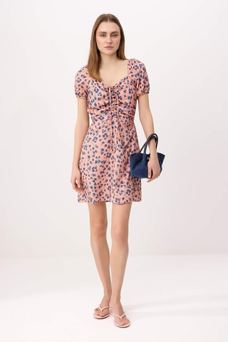 Vestido estilo patinadora - Rosa e multicor