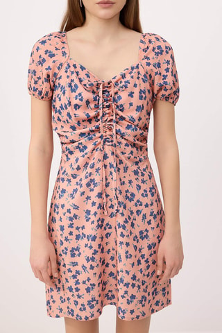 Vestido estilo patinadora - Rosa e multicor