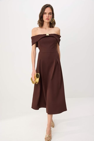 Vestido midi - Castanho
