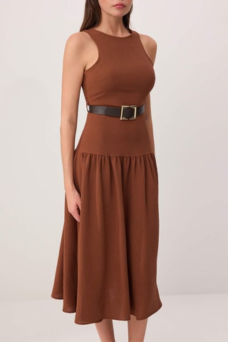 Vestido midi - Castanho
