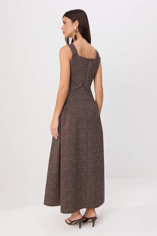 Vestido midi - Castanho e multicor