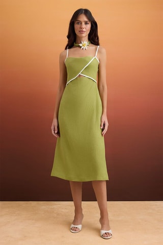 Robe droite en lin - Vert