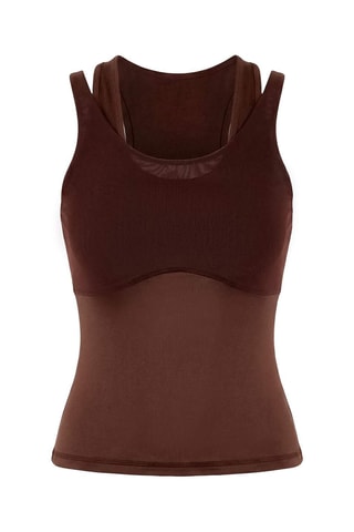 Camisola de alças - Castanho-escuro