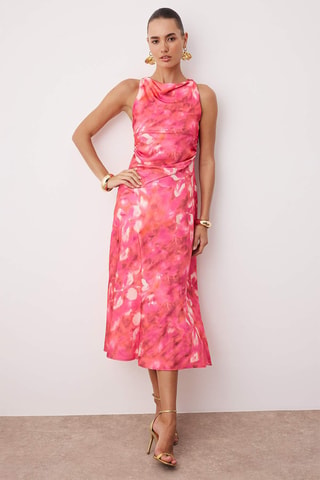 Vestido midi - Rosa e multicor