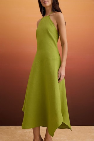 Robe midi en lin - Vert