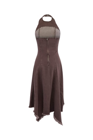 Robe trapèze en jean - Marron