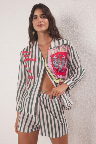 Camisa e calções de praia de cintura subida - Multicor