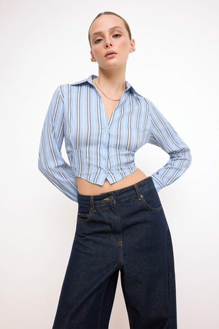 Camisa curta - Azul e multicor