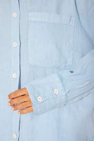 Camisa oversize em linho - Azul