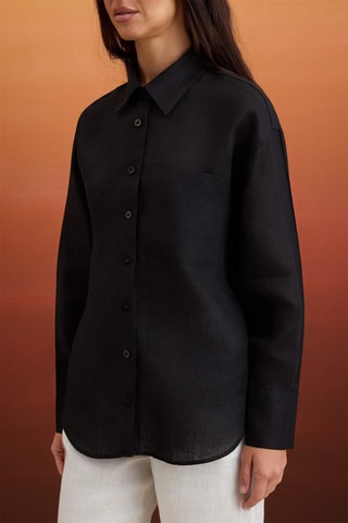 Camisa oversize em linho - Preto