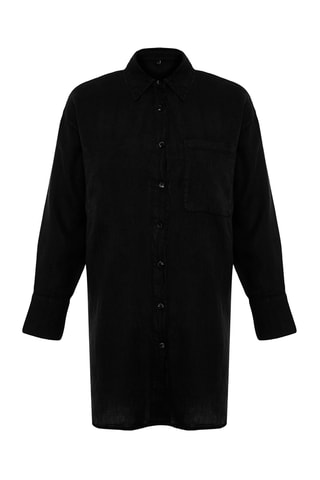 Camisa oversize em linho - Preto