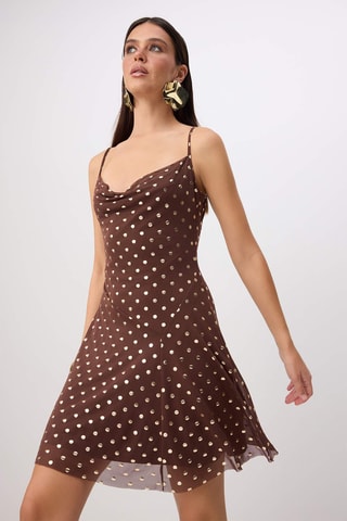 Vestido estilo patinadora - Castanho