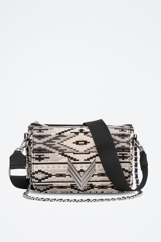 Borsa a spalla - Argentato, beige e nero