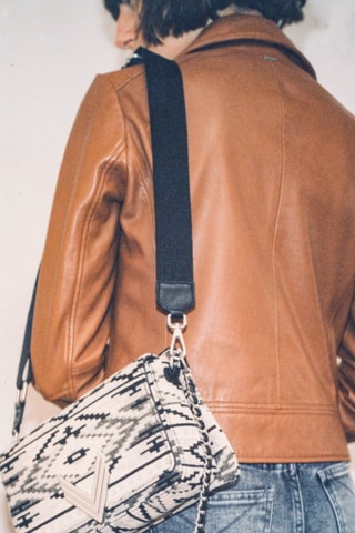 Borsa a spalla - Argentato, beige e nero