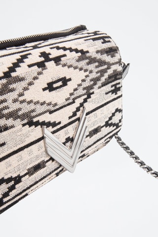 Borsa a spalla - Argentato, beige e nero