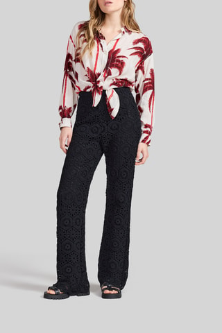 Pantaloni straight a vita alta - Nero