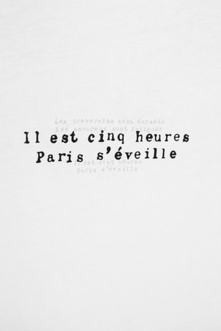 T-shirtin cotone bio Il Est Cinq Heures, Paris s'éveille Jacques Dutronc 1968 Editions Musicales Alpha - Bianco e nero