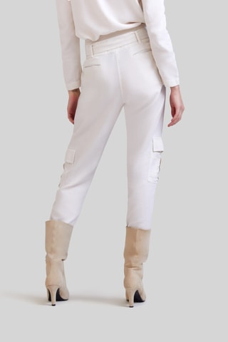 Pantaloni straight a vita alta in cotone bio - Bianco