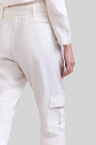 Pantaloni straight a vita alta in cotone bio - Bianco