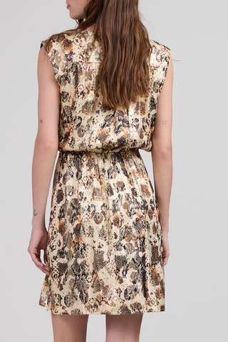 Robe patineuse en soie - Marron, beige et vert