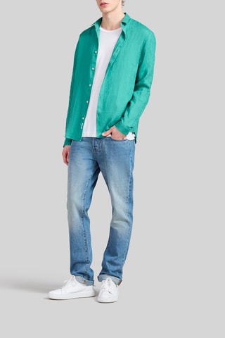 Camicia slim in lino - Verde