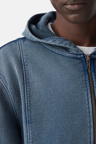 Giacca con cappuccio in cotone bio - Blu