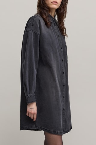 Abito a camicia in jeans - Nero