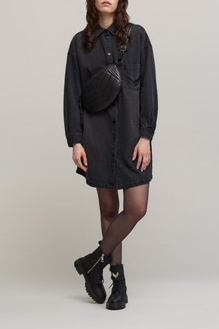 Abito a camicia in jeans - Nero