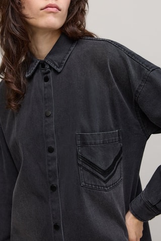 Abito a camicia in jeans - Nero