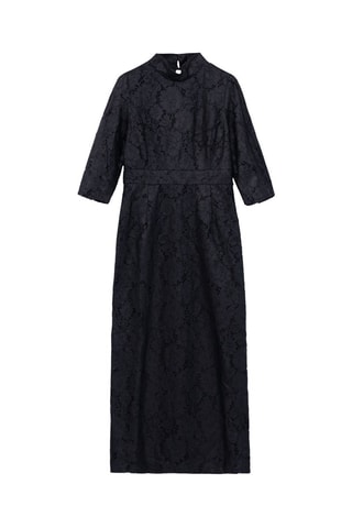 Abito midi in pizzo - Nero