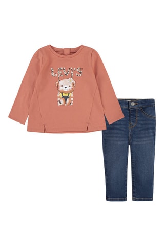 T-shirt en Jeans - Wit, rood en blauw