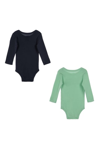 2 Bodysuits - Wit, blauw en groen