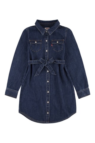 Biologisch Katoenen en Denim Blouse-jurk - - Blauw