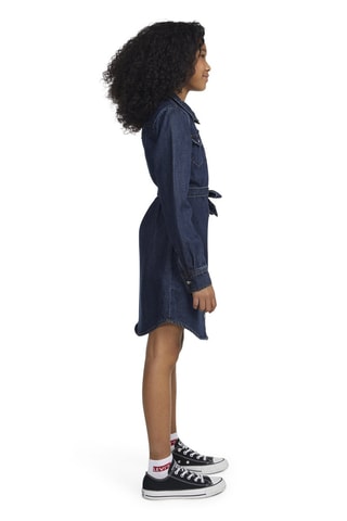 Biologisch Katoenen en Denim Blouse-jurk - - Blauw
