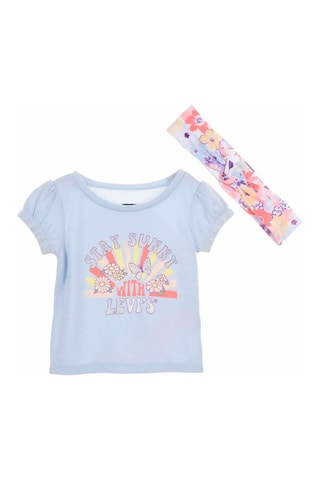 T-shirt en Haarband - Blauw, roze en rood