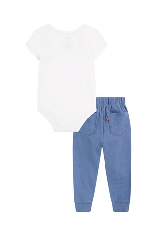 Biologisch Katoenen Bodysuit en Broek - Wit en blauw