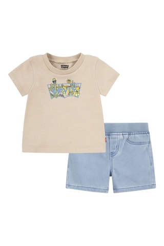 T-shirt en Short - Beige en blauw