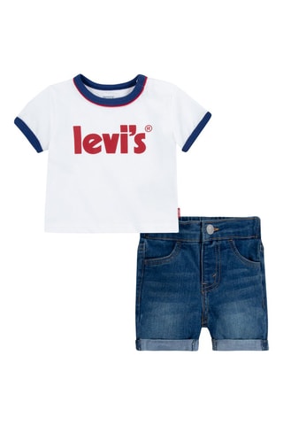T-shirt en Short - Wit, rood en blauw