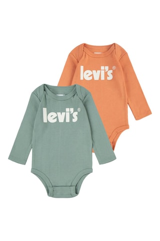 2 Bodysuits - Wit, groen en oranje