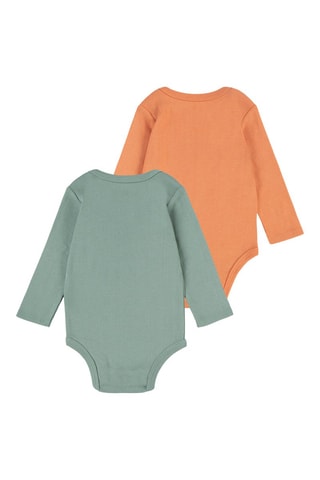 2 Bodysuits - Wit, groen en oranje
