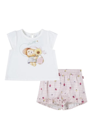 T-shirt en Short - Wit en roze