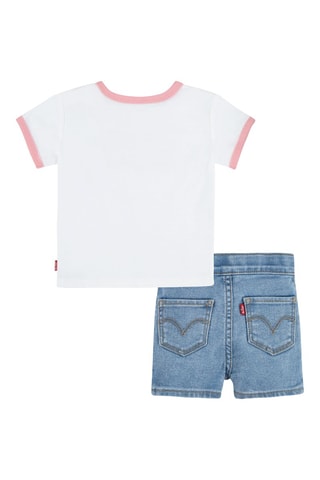 T-shirt en Spijkershort - Wit, rood en geel