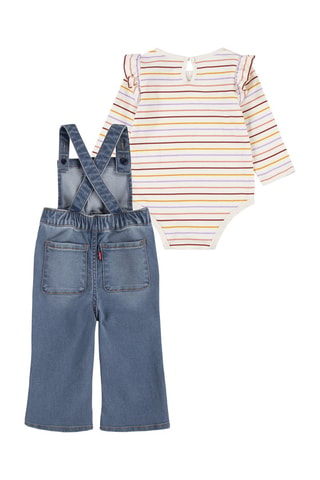 Bodysuit en Tuinjeans - Wit, rood en blauw